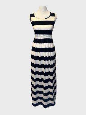 Women’s BOMBOM Black & Cream Wide Striped Maxi Dress Sz: Med